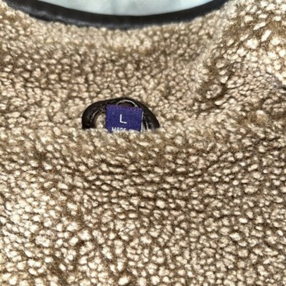 J Ashford Brown Leather Jacket Sherpa Lined Full Zip Large - Picture 2 of 9